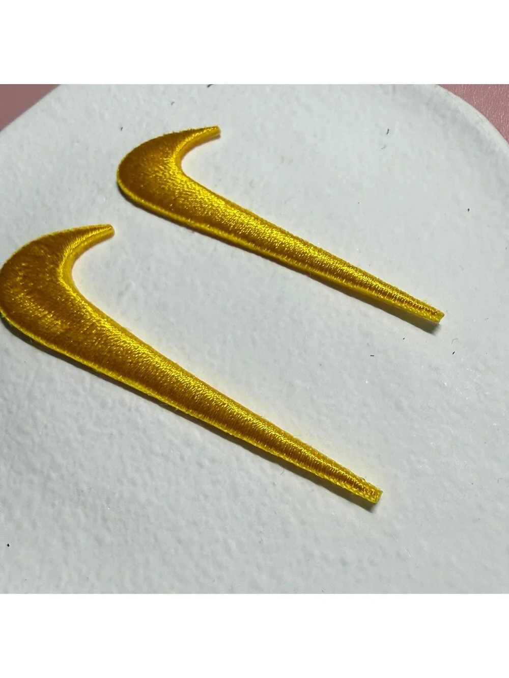 2 Pc of Nike Embroidered Swoosh Iron On Patches Yellow 2.5 And 3 inches